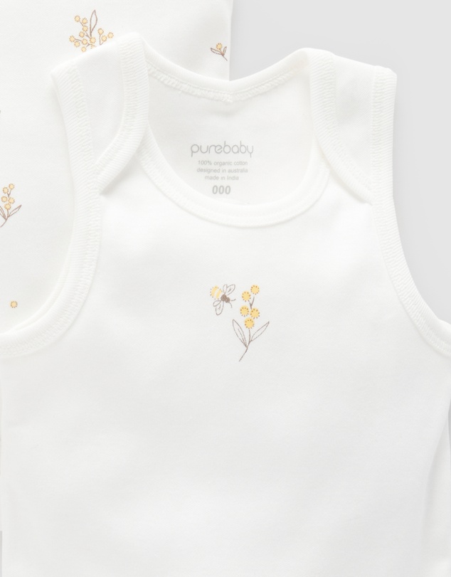 Purebaby - 2 Pack Singlet Bodysuit-Babies
