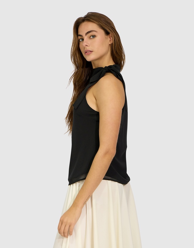 Belle & Bloom - Bare It All Bias Tie Neck Top