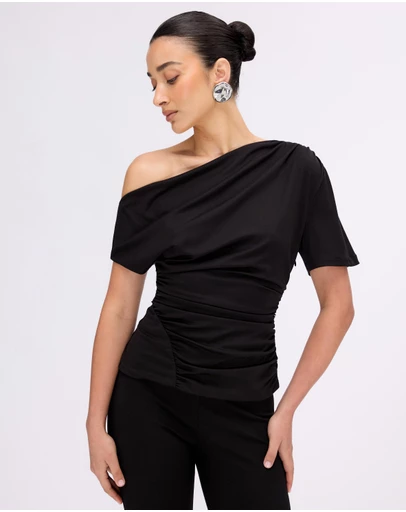 Minima Esenciales - Hayley Off Shoulder Jersey Ruched Top