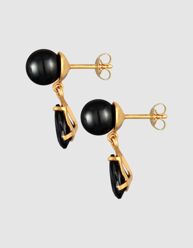 Elli Jewelry - Earrings Ear Studs Drop with Synth. Pearl And Zirconia Crystals in 925 Sterling Silver Gold Plated
