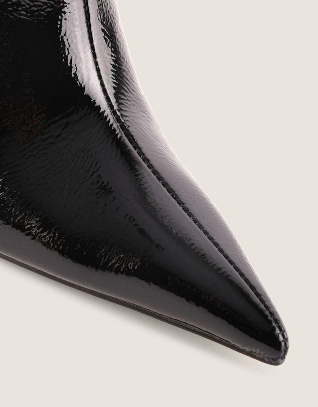 Shelly Shen - Channing Heel Ankle Boots Black Crinkle Patent