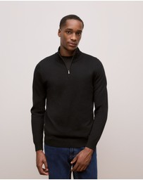 Trenery - Merino Half Zip in Black
