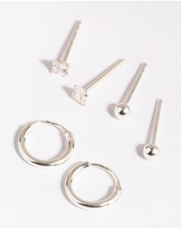 Lovisa - Sterling Silver Diamante Stud & Hoop Earring Pack
