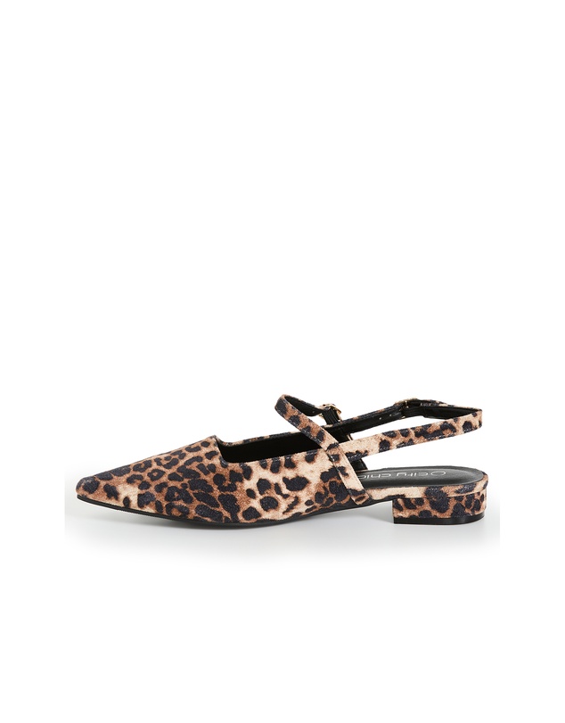 City Chic - WIDE FIT Paisley Leopard Slingback Flat