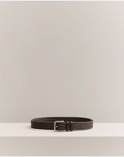 Trenery - Maitland Woven Leather Belt in Chocolate