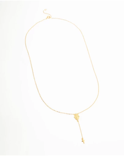 Lovisa - Gold Plated Sterling Silver Rosary Cross Necklace