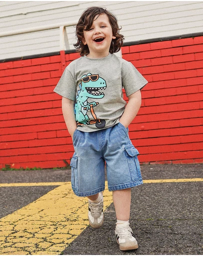 Rock Your Kid - Devo Denim Cargo Shorts - Kids