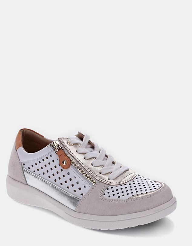 Mia Vita - Baxley Zip Casual Sneaker - White/Apricot