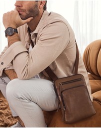 Pierre Cardin - Pierre Cardin Men's Leather Casual Crossbody Bag