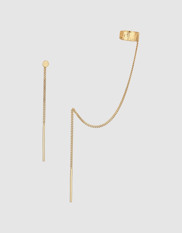 Elli Jewelry - Earrings Hanger Long Earcuffs 925 Sterling Silver Gold Plated