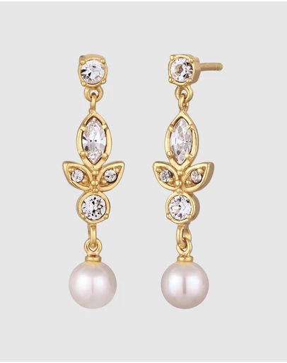 Elli Jewelry - Crystal Cascade Drop Earrings in Gold-Plated 925 Silver