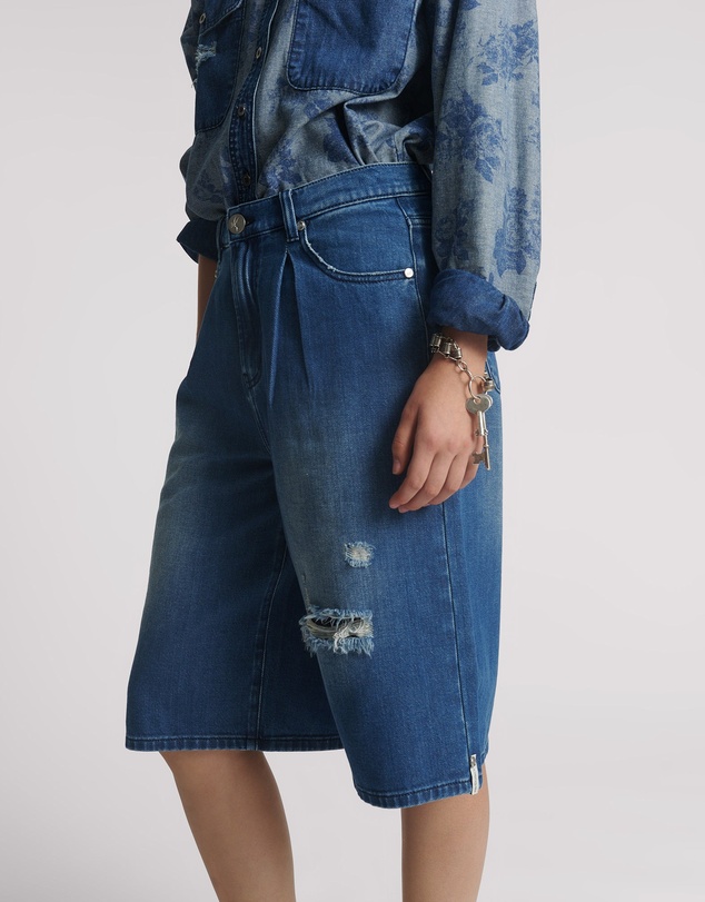 ONE TEASPOON - Beastie Low Waist Wide Leg Denim Jorts - Rosewood