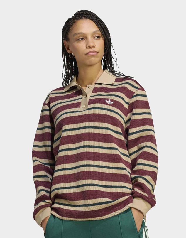 adidas Originals - STRIPE KNITTED POLO TOP Womens