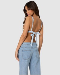 EDIKTED - Sheer Lace Open Back Tank Top