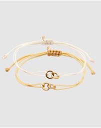 Elli Jewelry - Bracelet Set Women Circle Infinity Khaki and White 925 Sterling Silver Gold Plated