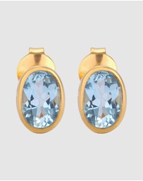 Elli Jewelry - Earrings Stud Topaz Oval 925 Sterling Silver Gold-Plated