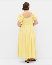 City Chic - Abbie Lace Trim Maxi Dress - lemon