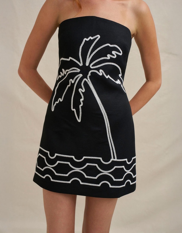 BY JOHNNY. - Paradise Palm Strapless Mini Dress