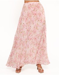 Petal & Pup - Mena Pleated Maxi Skirt - Blurred Pink Floral
