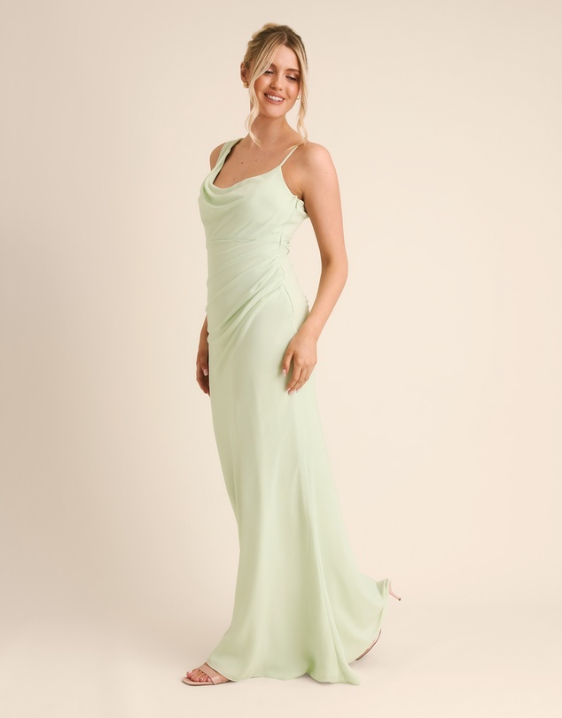 Six Stories - Cowl Front Asymmetrical Chiffon Bridesmaid Dress