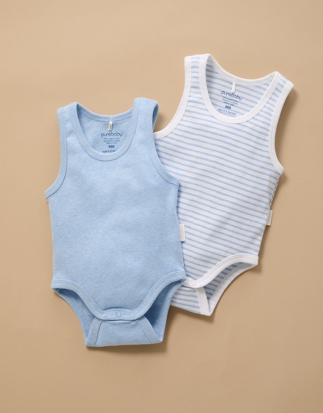 Purebaby - Rib Bodysuit 2 pack-Babies