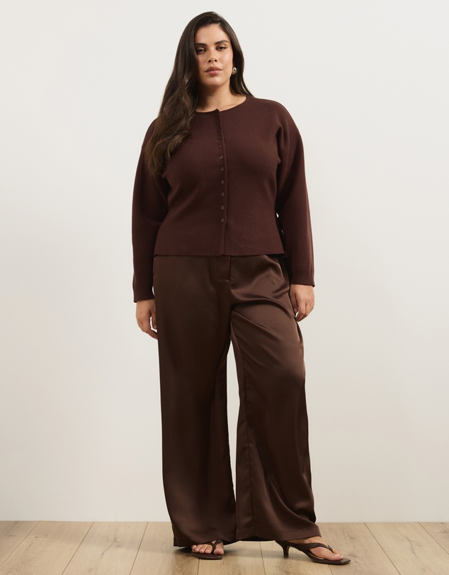 Atmos&Here Curvy - Rue Button Up Split Hem Knit Cardigan