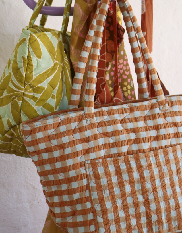 Mosey Me - Honey Blue Seersucker Quilted Bag