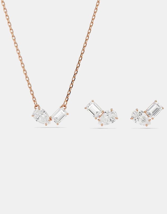 Swarovski - Mesmera Set, Pear Cut, Octagon Cut, White, Rose Gold-Tone Plated
