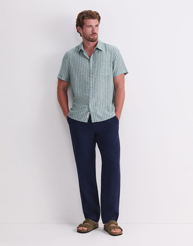 Sportscraft - Linen Short Sleeve Stripe Shirt
