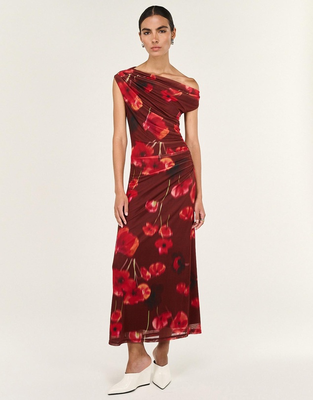 Staple the Label - Vivi Mesh Asymmetrical Midi Dress