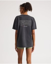 Upstate - Thrive Tee - Black Snow Wash Keyline Stack