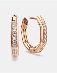 Swarovski - Dextera hoop earrings, Octagon shape, Round cut, Small, White, Rose gold-tone plated