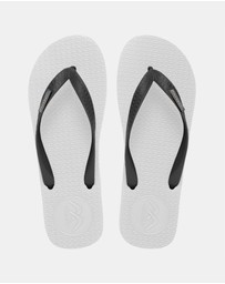 Boomerangz Footwear - Men's White/Black Thongs with arch support and 2 x interchangeable straps