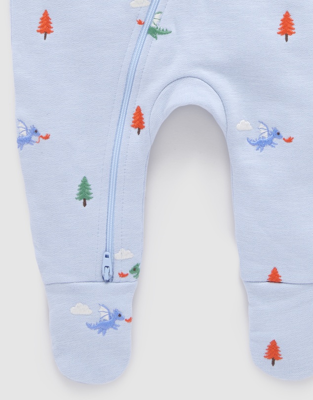 Purebaby - Embroidered Fleece Growsuit -Kids-Babies