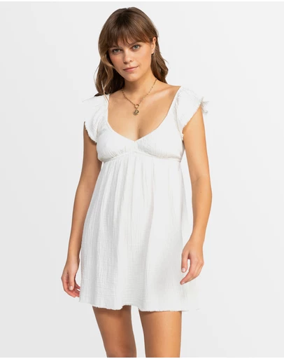 Roxy - Womens Luna Mini Puff Sleeves Mini Dress