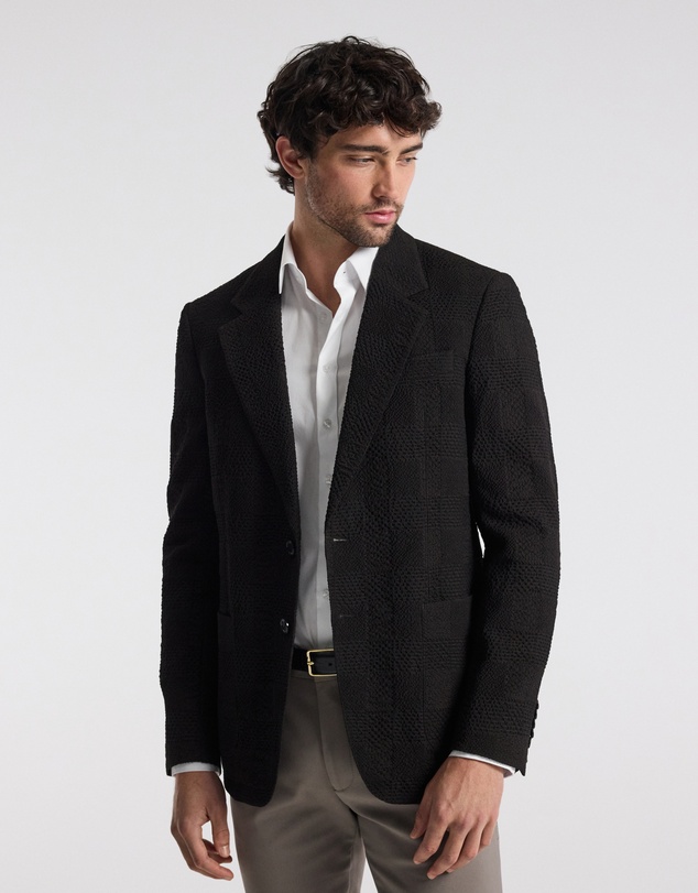 Calibre - Seersucker Check Blazer Chocolate