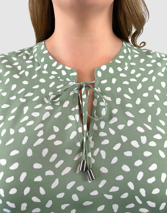 Love Your Wardrobe - Sage Print Drop Waist Dress