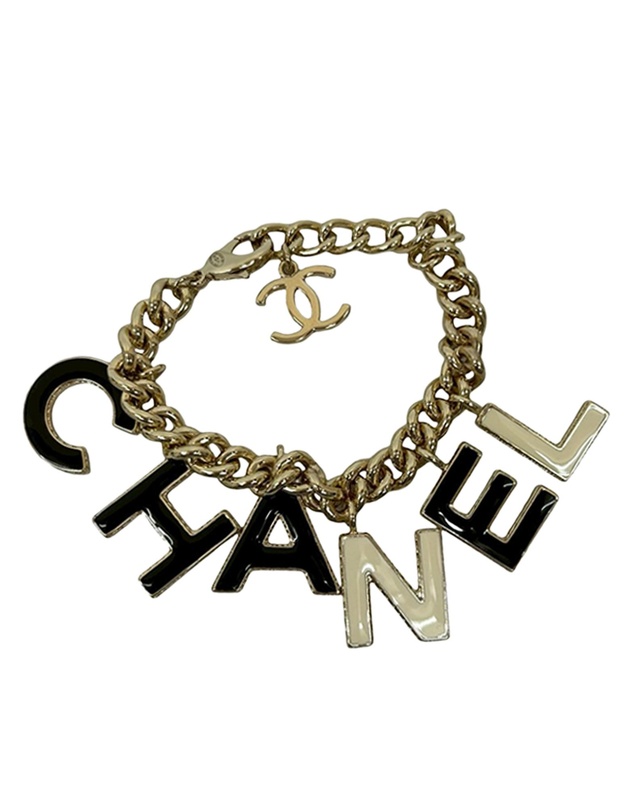 Pre-Loved by Azura Reborn - Pre-Loved CC Gold Plated Lacquered Logo Letter Charms Chain Bracelet