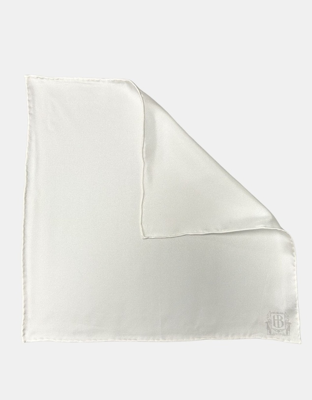 Henry Bucks - HENRY BUCKS Plain Crest Pocket Square WHITE
