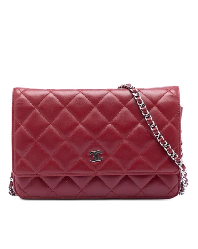 Pre-Loved by Azura Reborn - Pre-Loved CC Quilted Lambskin Wallet on Chain