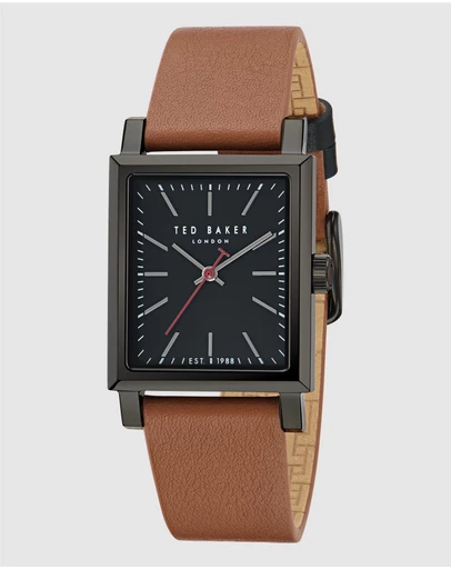 Ted Baker - Jaareth IP Black Tan Leather Watch
