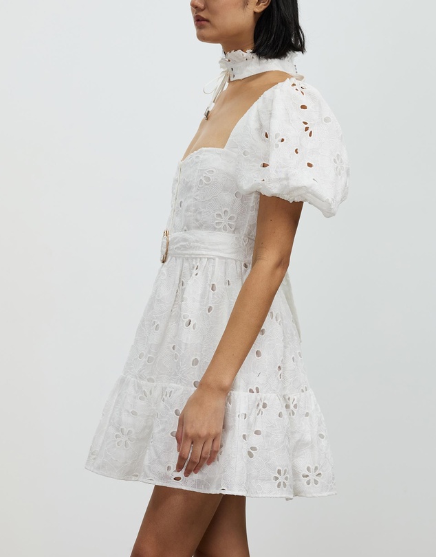 Asilio - Tiered Puff Sleeve Broderie Mini Dress