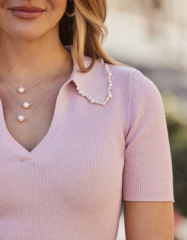 Sosandar - Pearl Collar Detail Knitted Top