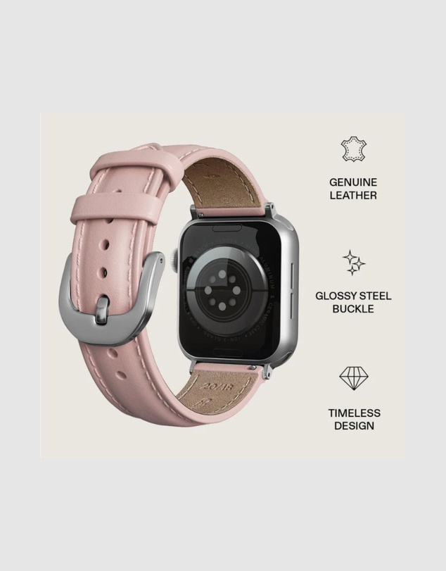 Burga - Burga Apple Watch 42/44/46/49 Leather Band - Silver Clasp Pink