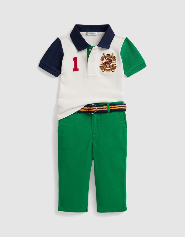 Polo Ralph Lauren - Crest Mesh Polo Shirt & Twill Pants Set - Babies