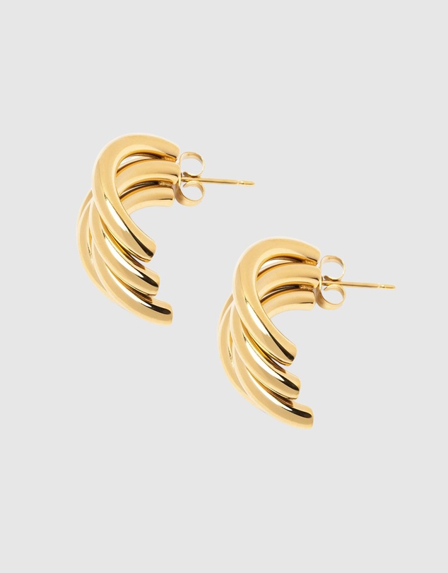 Nialaya Jewellery - Bold Layered Hoops in Gold