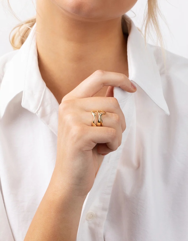 Lovisa - Gold Plated Molten Ring Pack