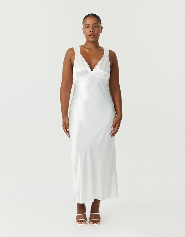Third Form - Satin Gather Bra Bias Slip Dress