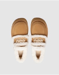 EVERAU - Australian Shepherd Ugg Rilee Platform Loafer Cow Suede Upper House Shoes