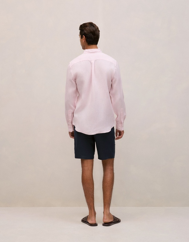 Trenery - Regular Fit Linen Fine Stripe Shirt in Soft Lilac